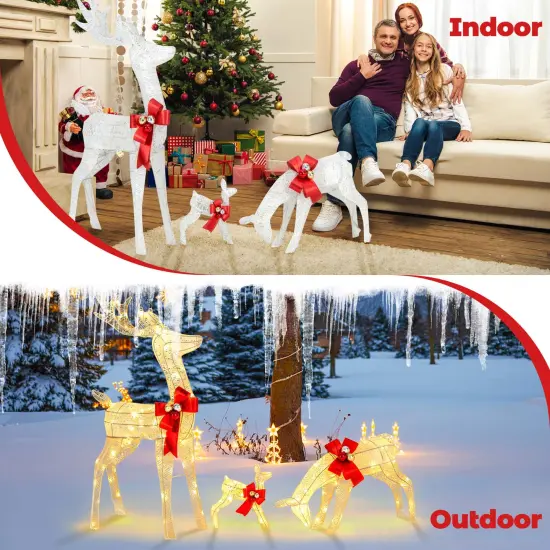 Costway 3 PCS Lighted Reindeer Family Set Pre-lit Christmas Decoration with 230 LED Lights {5}