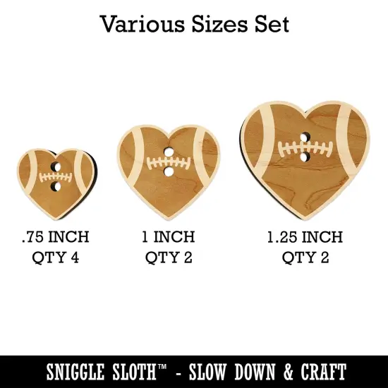 Heart Shaped Football Sports Wood Buttons for Sewing Knitting Crochet DIY Craft {1}