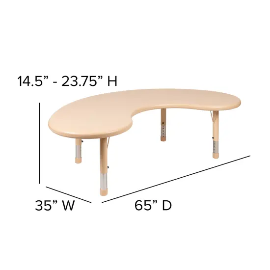 Emma and Oliver 35"W x 65"L Half-Moon Plastic Height Adjustable Activity Table Green {10}