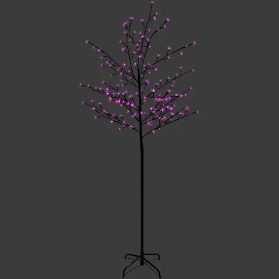 Northlight Pre-Lit Sakura Cherry Blossom Flower Artificial Tree - 6' - Pink LED Lights Black {4}