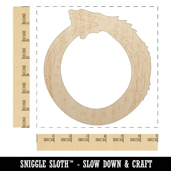 Ouroboros Serpent Snake Eating Tail Ring Circle Unfinished Wood Shape Piece Cutout for DIY Craft Projects {1}