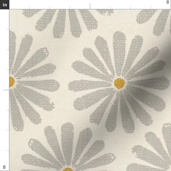 Various Fabrics by the Yard or Fat Quarter Neutral Daisy Simple Flowers Earth Tone Cool Gray On Cream Custom Printed Fabric by Spoonflower {4}
