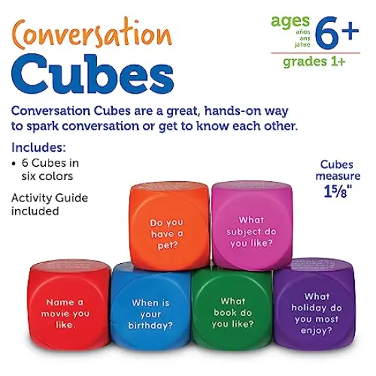 6 Pieces Ages 6+ Foam Cubes for Social-Emotional Learning School Counselor Supplies Speech Therapy Toys Ice Breaker Cubes {1}