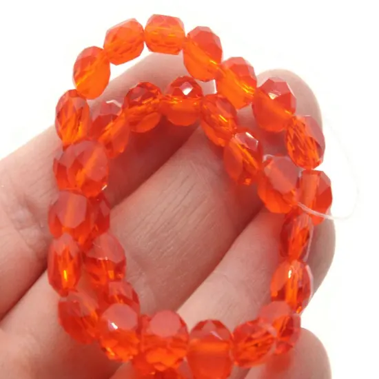 36 8mm Red Coin Faceted Flat Round Glass Beads {3}