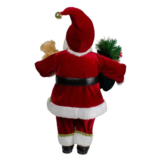 Northlight 18" Standing Santa Christmas Figure with a Plush Bear Red {6}