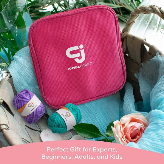 JumblCrafts Ultimate Crochet Kit, 24 Yarn Set, Crochet Hooks, Row Counter & 24 Skeins, for Beginners & Experts {6}