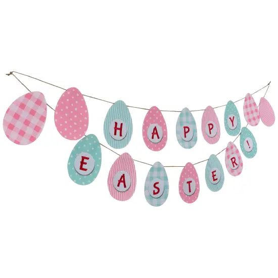 Northlight 70" Pastel Checkered and Striped "Happy Easter" Hanging Banner Green {4}