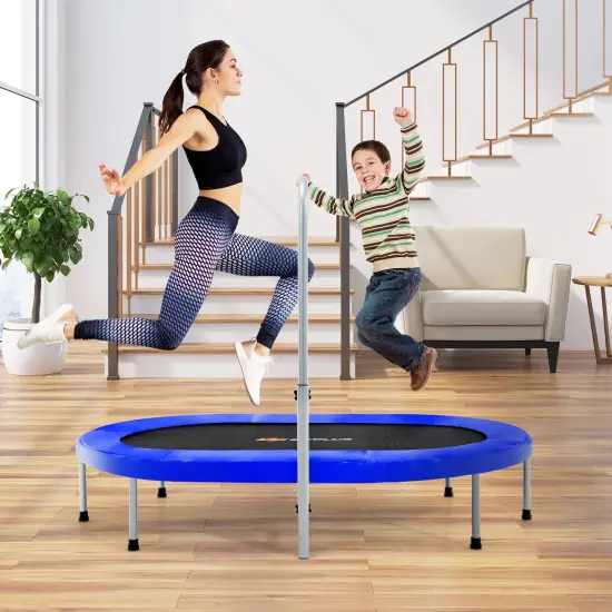 2-Person Foldable Mini Kids Fitness Rebounder Trampoline Blue {2}