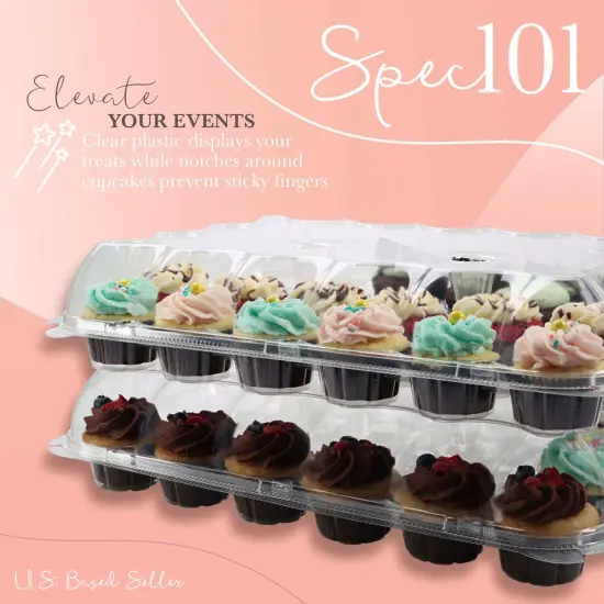 Spec101 | Plastic Cupcake Holder Carrier for 24 Standard Cupcakes {4}