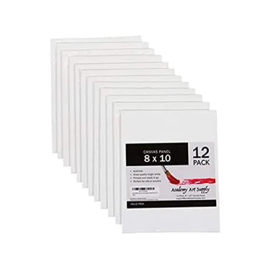 12 Pack Canvas Panels 8 x 10 inch - 100% Cotton Artist Blank Canvas Board for Painting, Pre-gessoed, Primed, Acid-Free Blank Canvas, Perfect for Acrylic and Oil Painting {1}