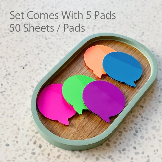 Wrapables Transparent Sticky Notes, Waterproof Self-Adhesive Memos for Home, School, Office (Set of 5) Speech Balloons {6}