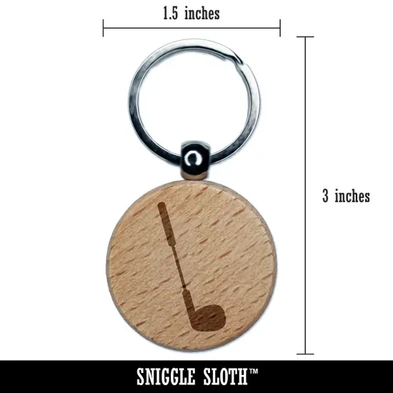 Golf Club Engraved Wood Round Keychain Tag Charm {2}