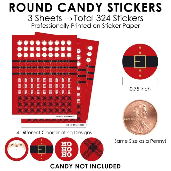 Big Dot of Happiness Jolly Santa Claus - Christmas Party Small Round Candy Stickers - Party Favor Labels - 324 Count {4}