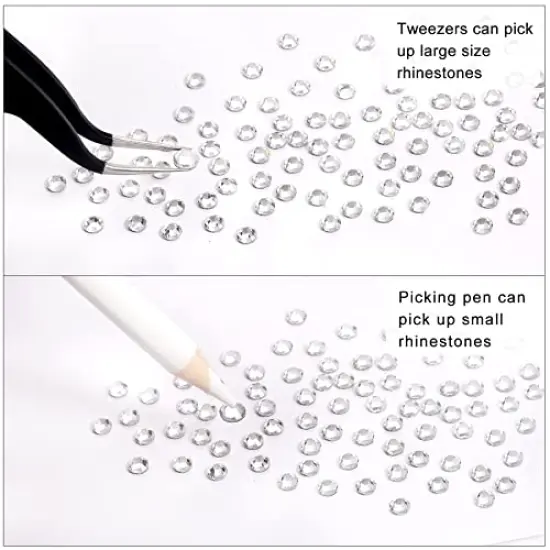 6616 Pieces Hotfix Rhinestones 5 Mixed Sizes FlatBack Crystal Rhinestones for Crafts Round Glass Gems with Tweezers and Picking Rhinestones Pen(Clear) {4}