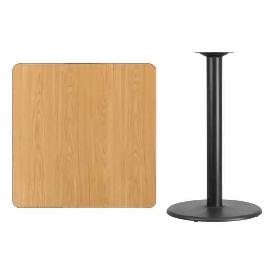 Emma and Oliver 36" Square Laminate Table Top with 24" Round Bar Height Table Base Black {6}