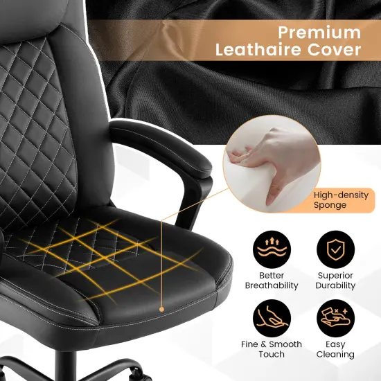 Costway Adjustable Office Desk Chair Ergonomic Executive Chair with Padded Headrest Armrest {6}