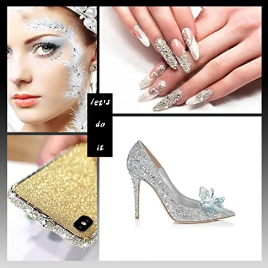 6616 Pieces Hotfix Rhinestones 5 Mixed Sizes FlatBack Crystal Rhinestones for Crafts Round Glass Gems with Tweezers and Picking Rhinestones Pen(Clear) {3}