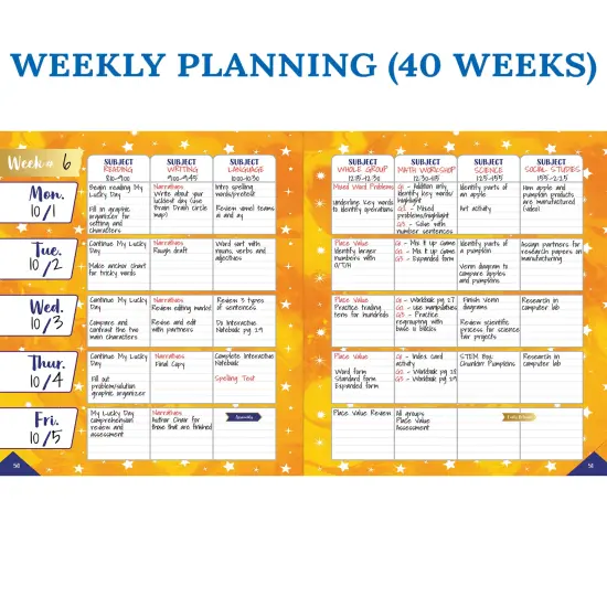 Carson Dellosa Galaxy Teacher Planner 2025-2026, Undated 8" x 11" Space Theme Lesson Plan Book With Retro Stickers, Class Schedule, Weekly Calendar, Classroom Must Haves, Homeschool or School Supplies {3}