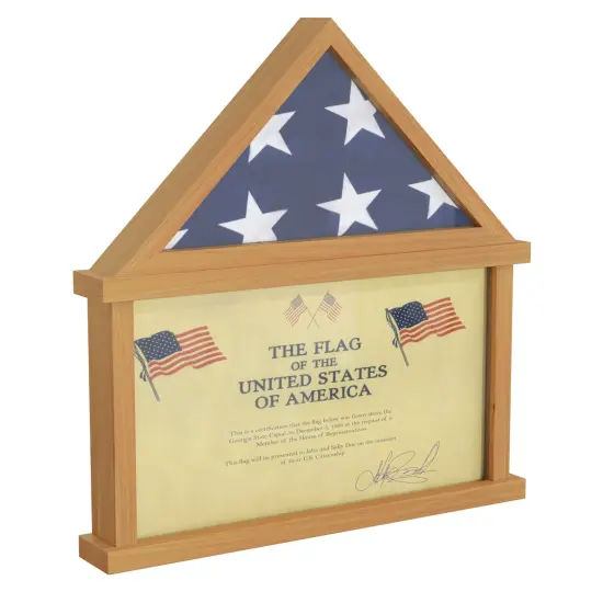HBCY Creations Memorial Flag, Certificate And Shadow Box Display Case Small -Solid Wood {1}