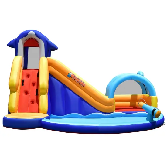Inflatable Bouncy House with Slide and Splash Pool without Blower {1}