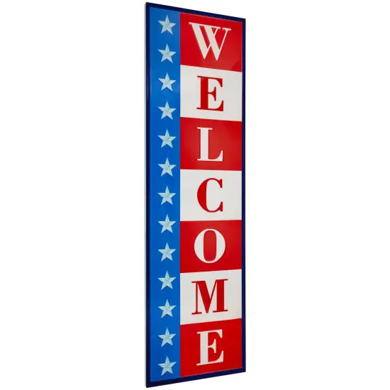 Northlight Americana "Welcome" Metal Porch Board Sign Decoration - 40" Red {5}