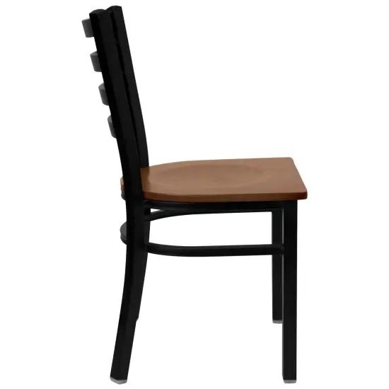 Emma and Oliver Ladder Back Metal Restaurant Dining Chair Natural/BlackMetal {10}