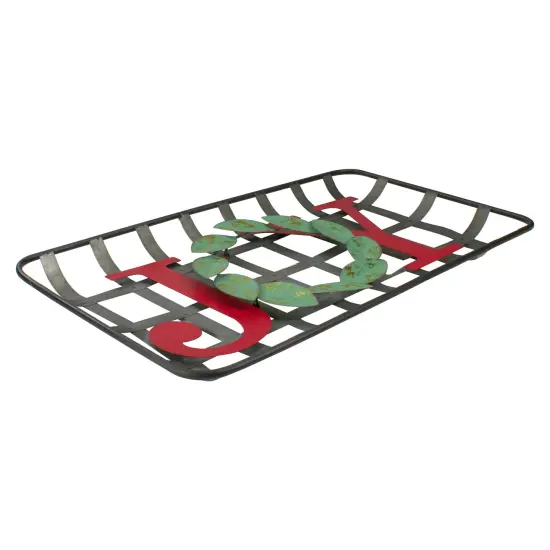 Northlight 24" Red and Green "JOY" Rustic Tobacco Basket Christmas Wall Decor Gray {5}