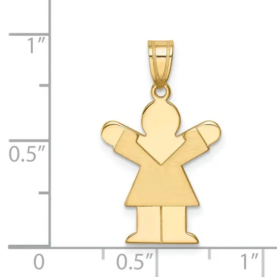 14K Yellow Gold The Kids Girl Charm Pendant Jewelry {4}