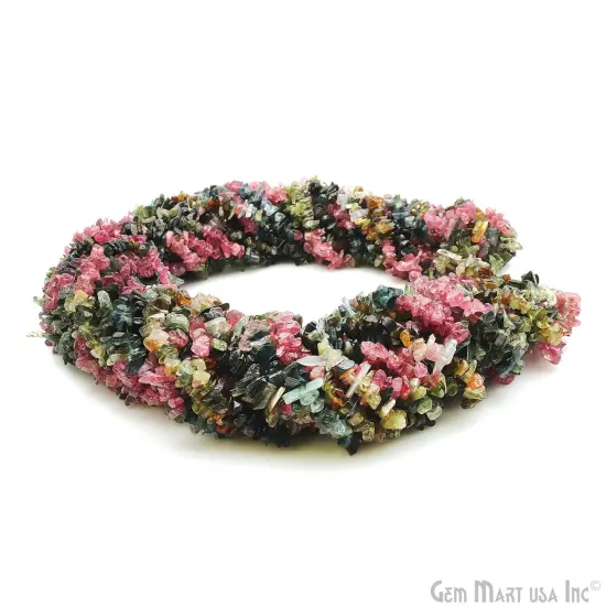 Multi Tourmaline Chip Beads, 34 Inch, Natural Chip Strands, Drilled Strung Nugget Beads, 3-7mm, Polished, GemMartUSA (CHMT-70001) {4}