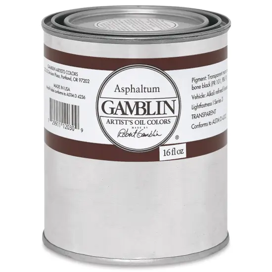 Gamblin Artist's Oil Color - Asphaltum, 16 oz Can {2}