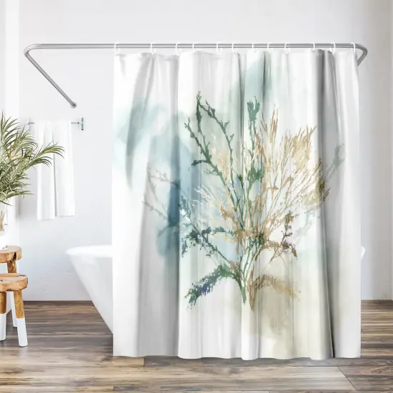 Americanflat 71" x 74" Shower Curtain, Green Coral II by PI Creative Art {1}