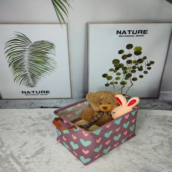 Kid Cute Rectangle Toy Box for Girl, Baby Collapsible Toy Storage Bin Nursery Child Playroom Bedroom Decor Clothes Storage Bin Gift Basket(Love in purple) {4}