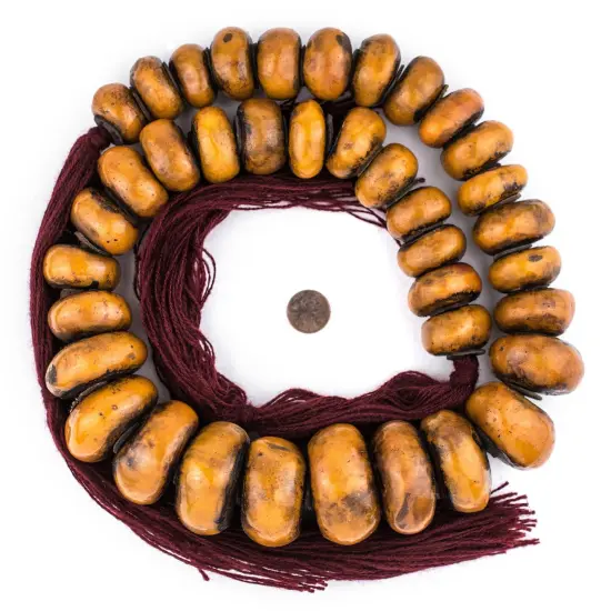 The Bead Chest Honey Moroccan Resin Beads Extra Large 37mm Morocco African Orange Round Large Hole 38 Inch Strand Handmade {2}