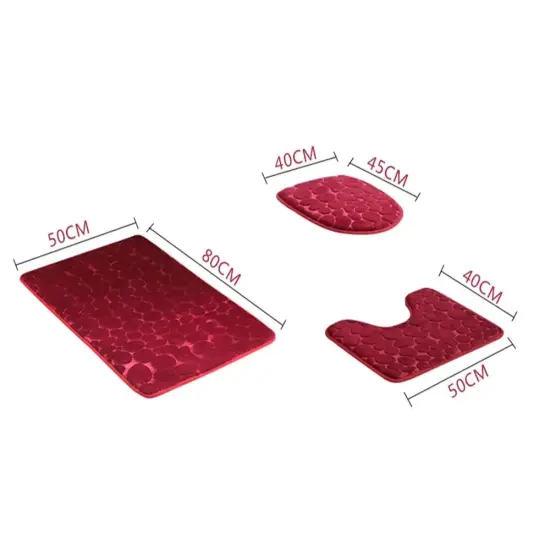 Kitcheniva U-Shape Non Slip Pedestal Bathroom Rug 3 Pcs {2}