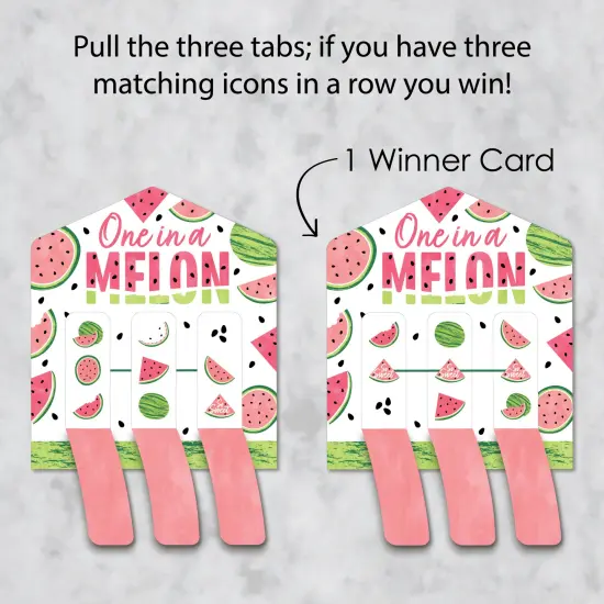 Big Dot of Happiness Sweet Watermelon - Fruit Party Game Pickle Cards - Pull Tabs 3-in-a-Row - Set of 12 {4}