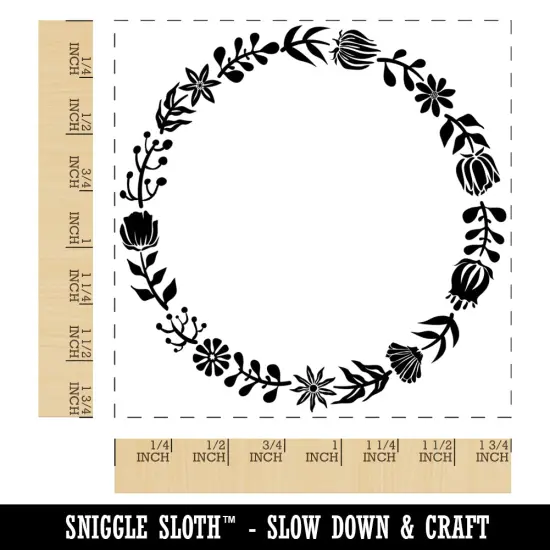 Elegant Botanical Circle Frame Wreath Square Rubber Stamp for Stamping Crafting {1}