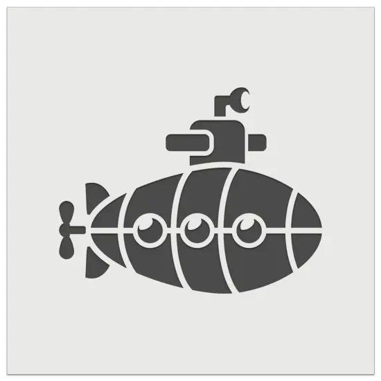 Cartoon Submarine Boat Aquatic Underwater Vehicle with Periscope and Propeller Wall Cookie DIY Craft Reusable Stencil {7}