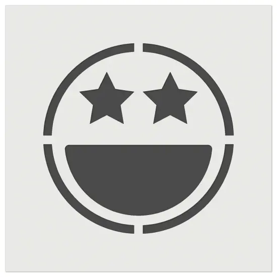 Star Eyes Happy Face Big Smile Mouth Emoticon Wall Cookie DIY Craft Reusable Stencil {2}