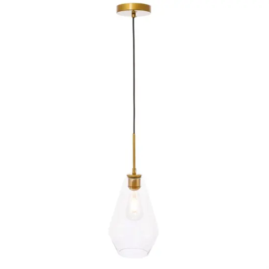 Gene 1 light Brass and Clear glass pendant {4}
