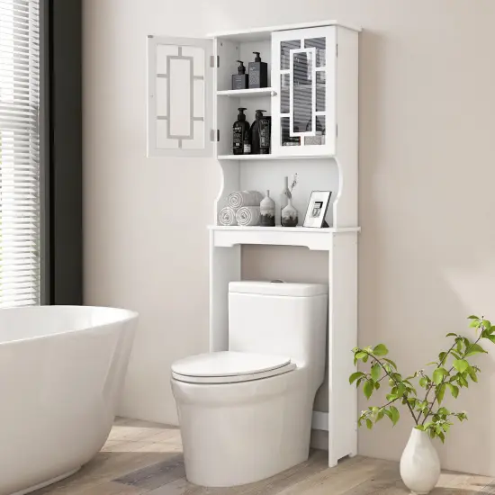 Bathroom Spacesaver Organizer with Adjustable Shelf White {3}