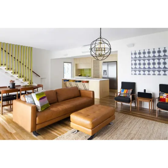 Wallace 4 light Matte Black and Brass Pendant {2}