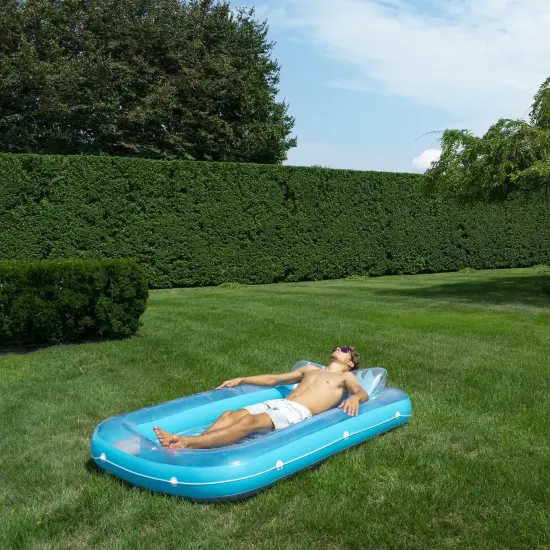 Swimline Blue Inflatable Swimming Pool Suntan Lounger with Pillow 70" {5}