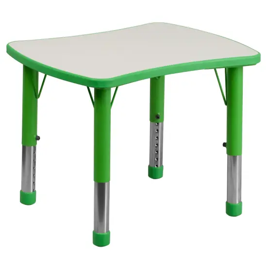 Emma and Oliver 21.875"W x 26.625"L Rectangular Plastic Height Adjustable Activity Table Green {2}