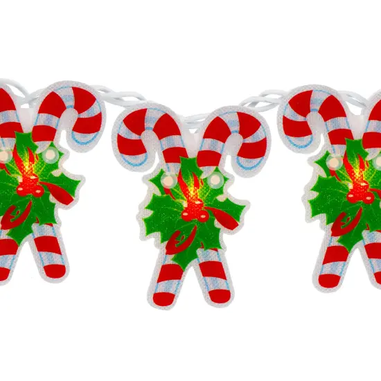 Northlight Candy Cane Christmas Light Set - Clear - 6' White Wire - 10ct Red {6}