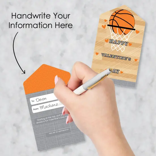 Big Dot of Happiness Nothin' But Net - Basketball - Cards for Kids - Happy Valentine's Day Pull Tabs - Set of 12 {4}