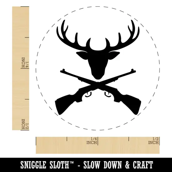 Crossed Hunting Rifles with Deer Head Antlers Self-Inking Rubber Stamp Ink Stamper for Stamping Crafting Planners Lime Green {1}