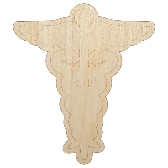 Staff of Hermes Silhouette Caduceus Medical Symbol Unfinished Wood Shape Piece Cutout for DIY Craft Projects {7}