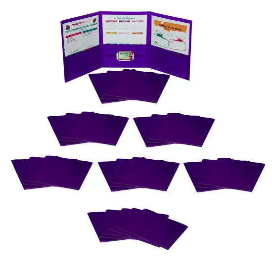 Tri-Fold Portfolio, Heavyweight Poly, Purple, Pack of 24 {1}