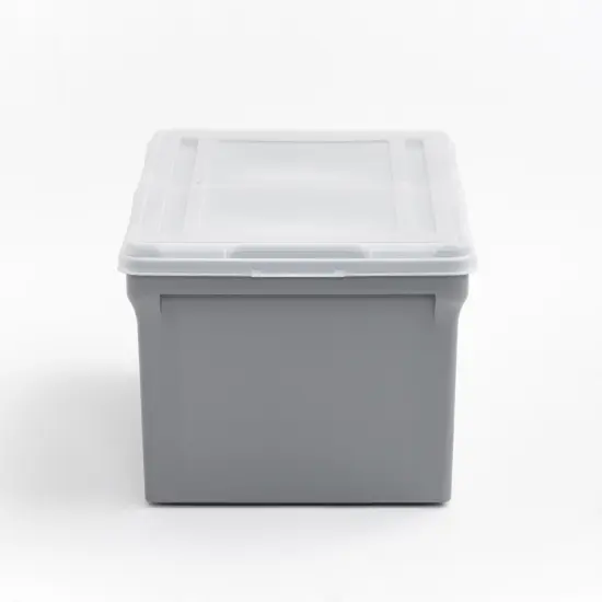 Wing-Lid Latter Size File Organizer Box, Gray with Clear Lid, Pack of 4 {3}