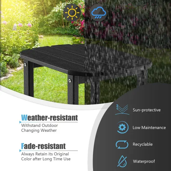 18 Inch Weather Resistant Side Table for Garden Yard Patio Black {3}